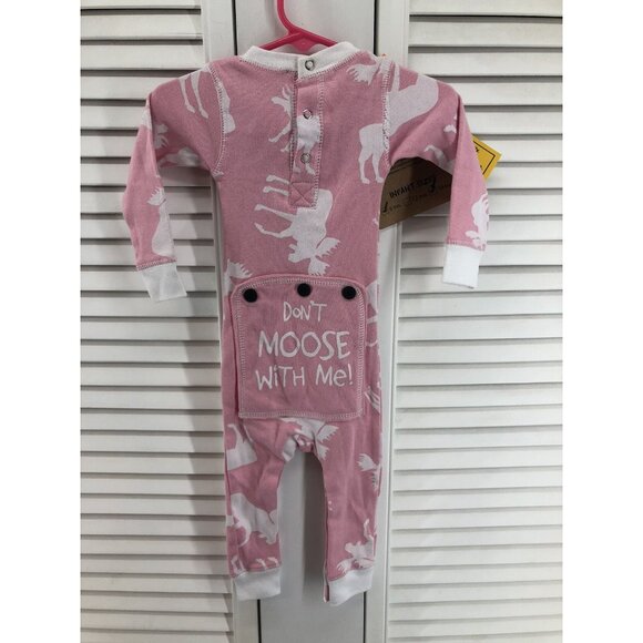 Lazy One back Flap Jack Long Johns  Size 6M Pink Don't Moose With Me! - Picture 3 of 5